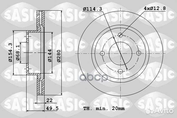 Тормозной диск 6106043 Sasic
