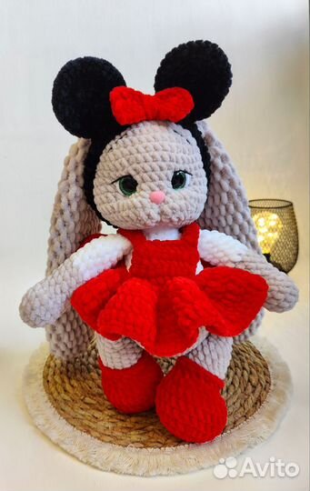 Плюшевый зайчик. Вязаная зайка. Зайчик