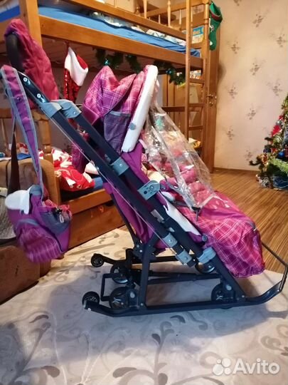 Санки-коляска Nika 7-4, вишня