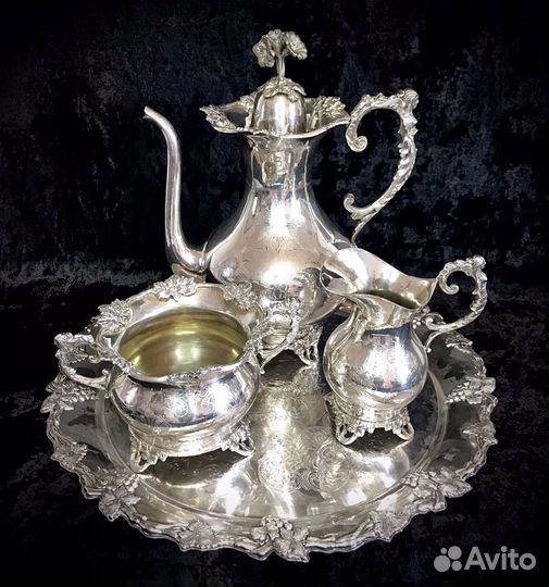 Сервиз чайный антикварный, серебрение, Англия