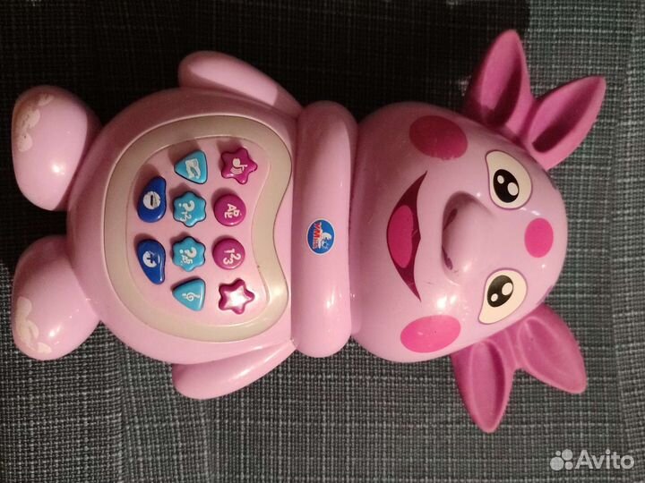 Игрушка лунтик на батарейках с силиконовыми ушами