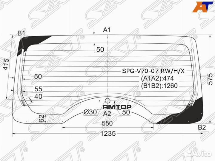 SAT SPG-V70-07 RW/H/X Стекло заднее с обогревом mi
