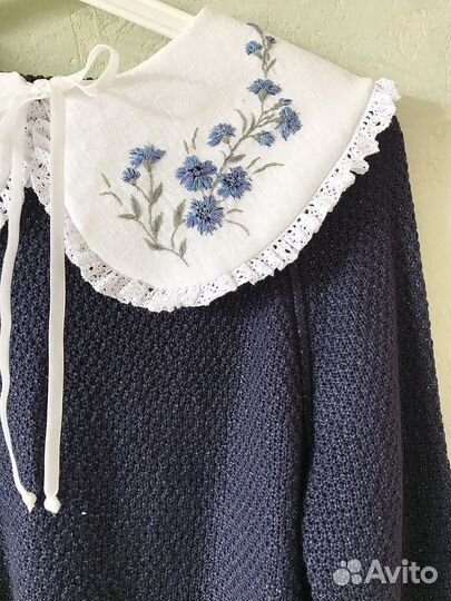 Воротник накладной васильки