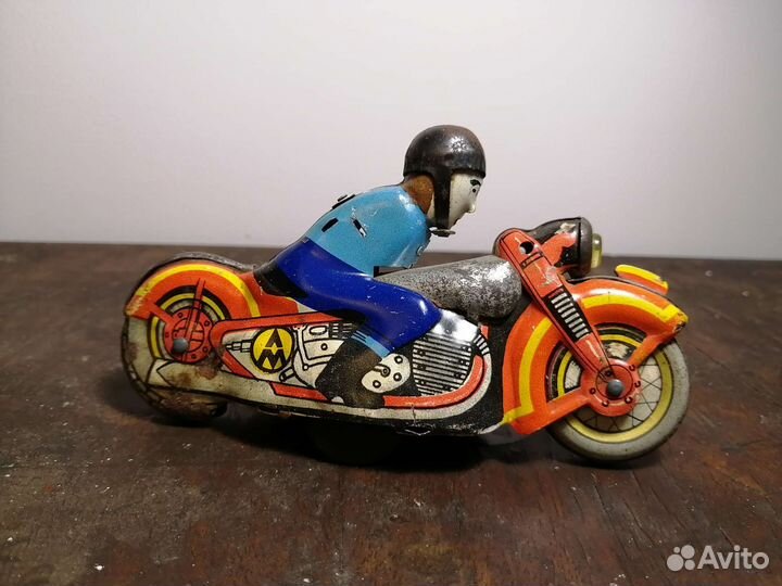 Игрушка заводная Мотоциклист лмз СССР