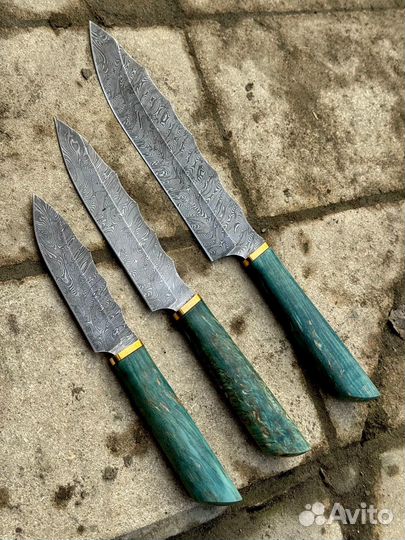 Набор кухонных ножей из дамасской стали