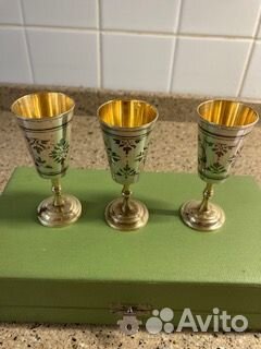 Новые рюмки 3 шт.серебро 875 ссср1967г.в коробке