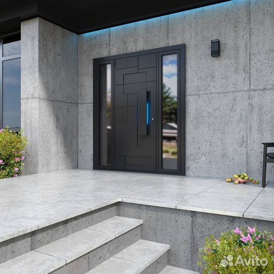 Входные двери для большого проема со стеклопакетами
