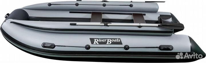 Надувная лодка пвх, RiverBoats RB 410 нднд, ф/б, серо-оранжевый RB410ndfbgo