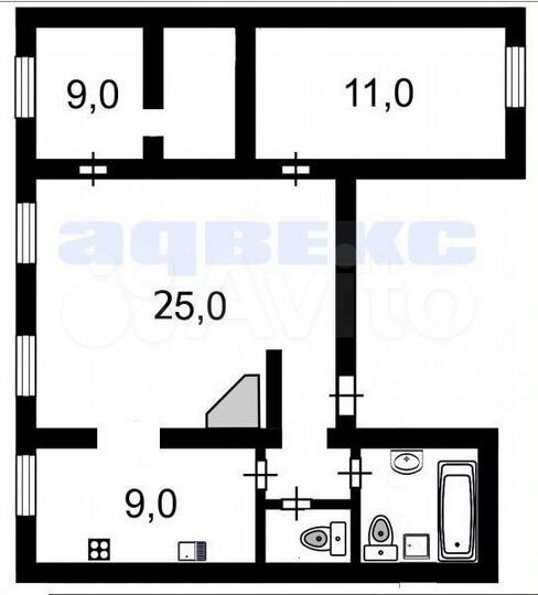 3-к. квартира, 65,3 м², 1/2 эт.