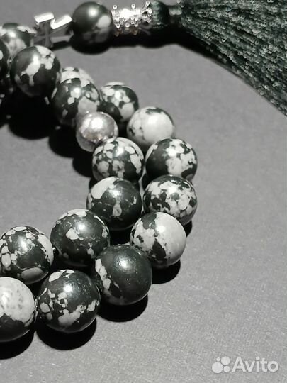 Четки православные 30 зерен Снежный обсидиан