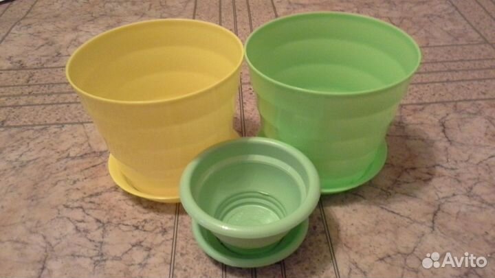 Горшки д/цв.-3шт. новые + Дренаж (крупный)