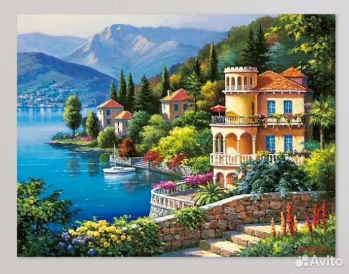 Алмазная мозаика без подрамника 34*44 Побережье