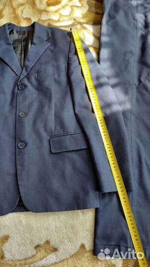 Школьный костюм синий (пиджак и 2 брюк)