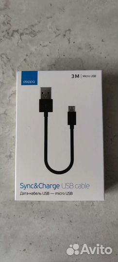 Кабель Deppa USB - microUSB, 3m, черный