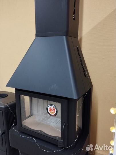 Печь-камин экокамин Бавария Три стекла черная