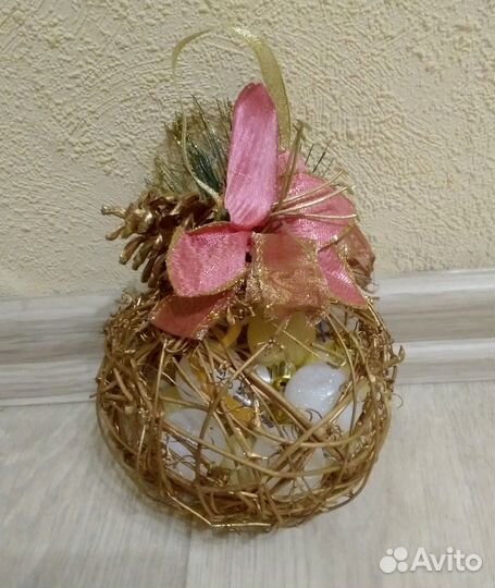 Елочная игрушка из лозы