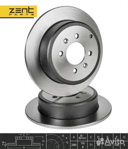 Диск тормозной задний Zentparts Peugeot 406