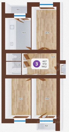 3-к. квартира, 100 м², 4/17 эт.
