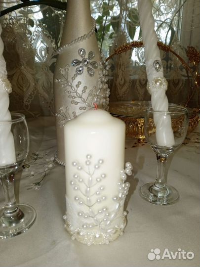 Сладкий букет из конфет. Свечи. Свадебный комплект