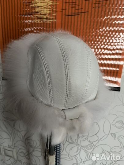 Шапка натуральная кожа, песец