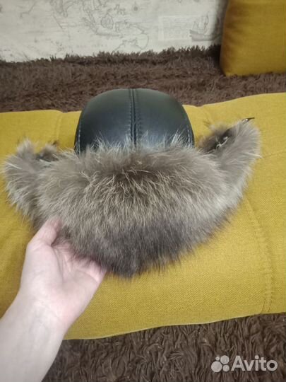 Шапка -ушанка зимняя, натуральная кожа и мех