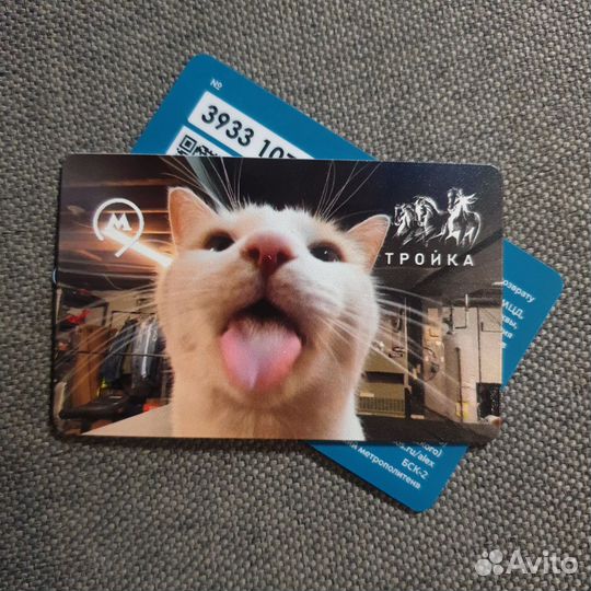 Карта Тройка мемный кот