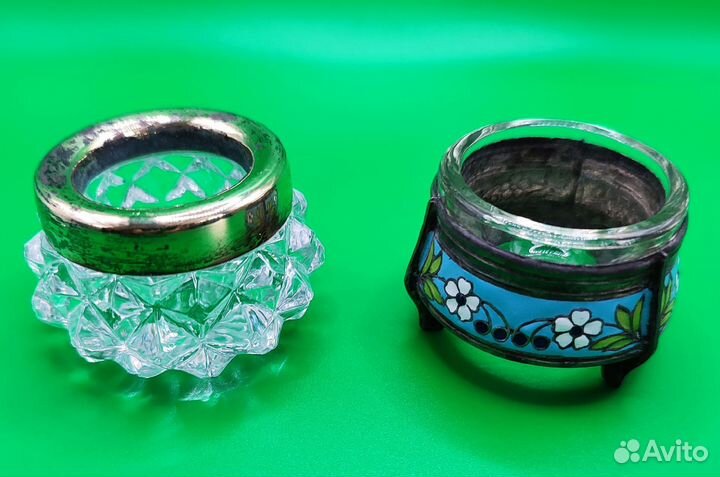 Солонки СССР хрустальная с серебром