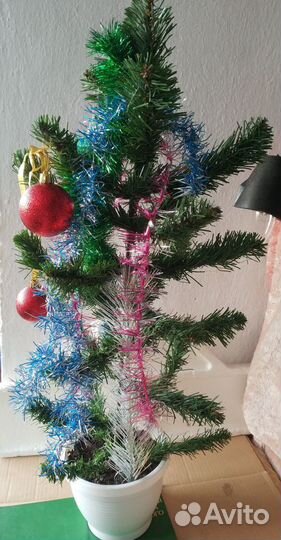 Елка новогодняя искусственная 50 65 см дождик СССР