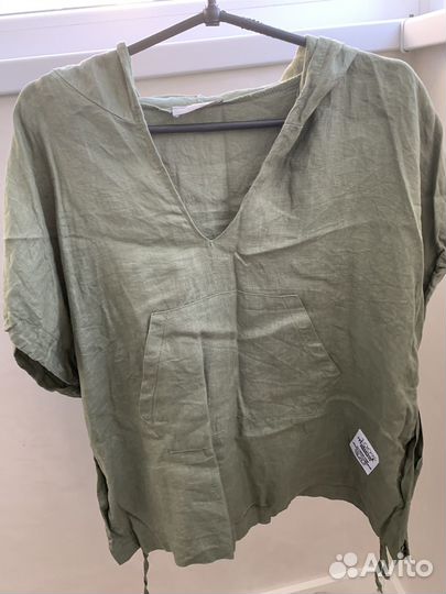 Худи кофта женская оверсайз летняя лен хлопок