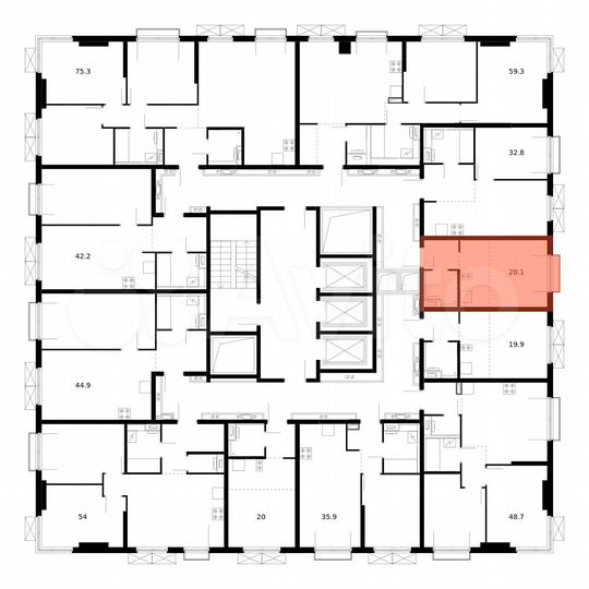 Квартира-студия, 20,1 м², 21/23 эт.