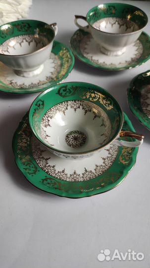 Набор из 4 кофейных пар антик фарфор Bavaria
