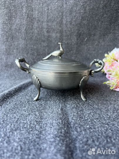 Ваза, сахарница из олова