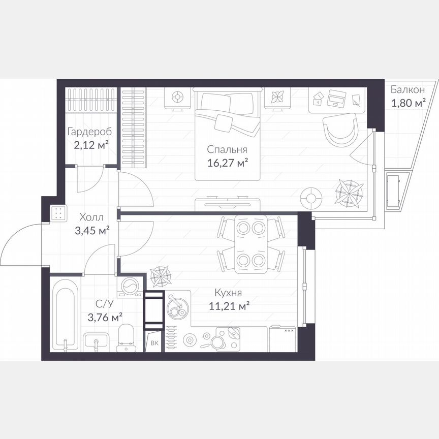 1-к. квартира, 37,4 м², 7/11 эт.