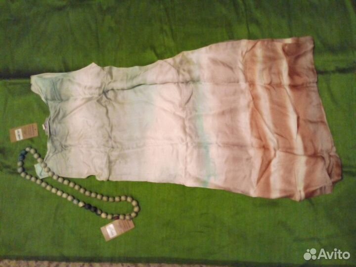 100 натуральное шелковое платье с бусами