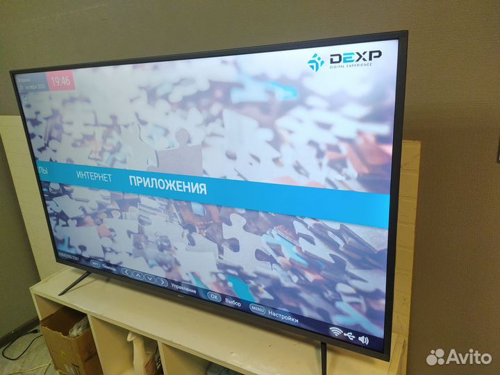 Огромный тонкий яркий 4К Dexp, SMART TV Wi Fi, 55