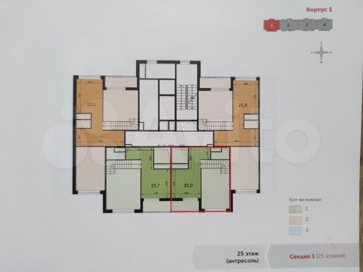 2-к. квартира, 54,4 м², 25/25 эт.