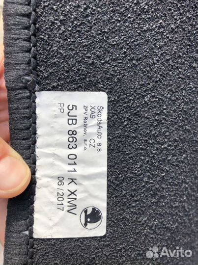 Оригинальные ковры текстиль skoda rapid новые