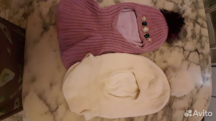 Шапка шлем для девочки 52 54 зима