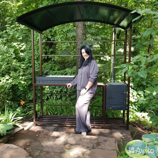 Мангал с печькой под казан и крышей