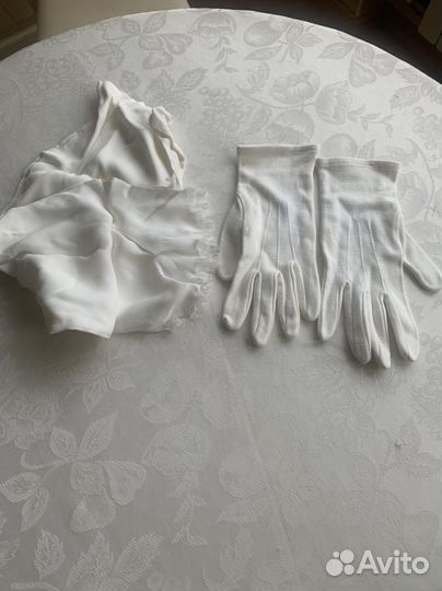 Перчатки и шарф парадные белые