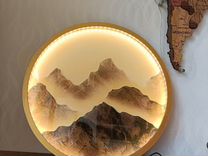 Панно Горы с подсветкой декор интерьер дерево