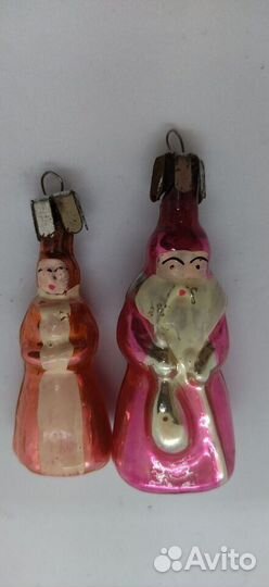 Елочные игрушки дед мороз+снегурочка малютка. сте