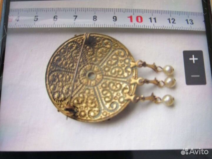 Брошь винтаж скань эмаль финифть деколь