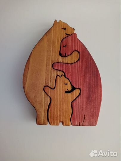 Семейный пазл из натурального дерева