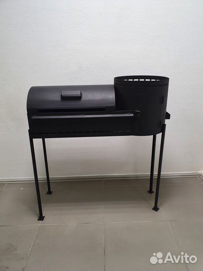 Мангал с крышкой барбекю и печкой под казан