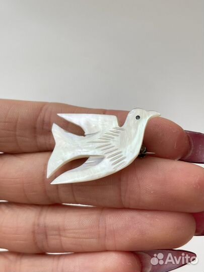 Брошь винтажная птица белая Европа Арт. Б615