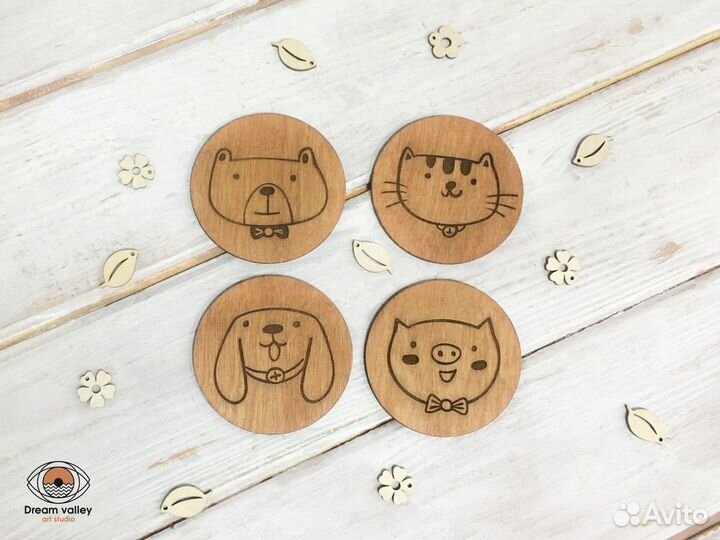 Деревянный костер бирдекель подстаканник с лого