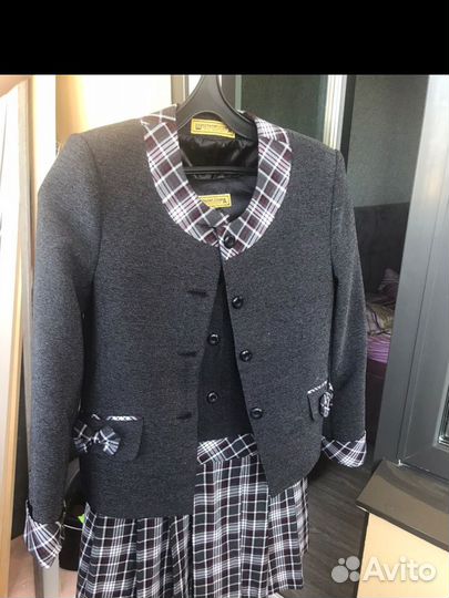 Школьная форма (сарафан, пиджак) Серый меланж Школ