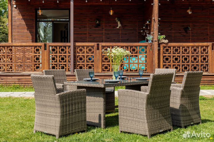 Мебель из ротанга fiona серая обеденный комплект