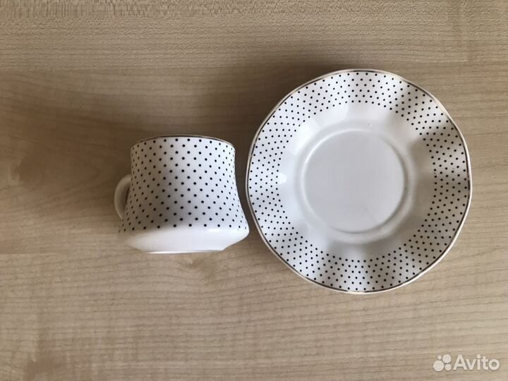 Кофейная пара «Танец», фарфор, в горошек, Турция
